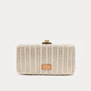 Frances Valentine Pepper Wicker Clutch in White